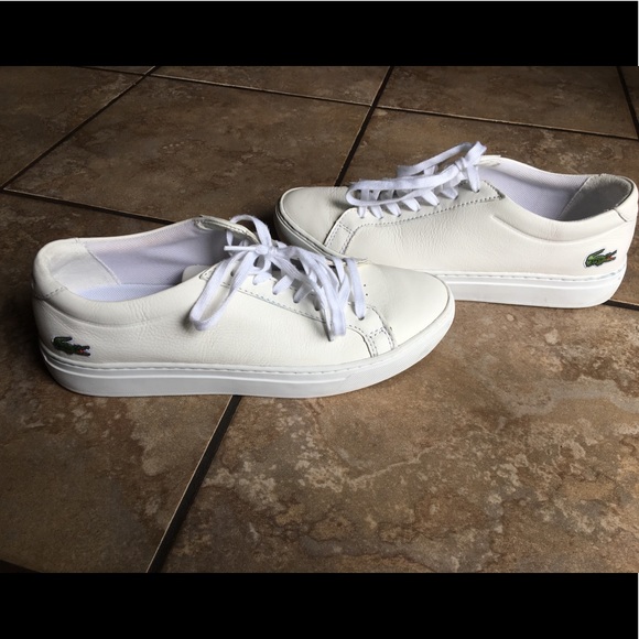 L.12..12 116 1 CAM WHT LEATHER LACOSTE SHOES - Picture 2 of 5